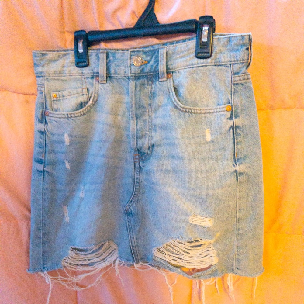 H&M ripped jeans skirt